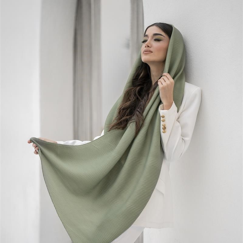 شال پلیسه Olive mix colors